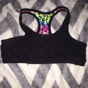 Black & Rainbow Cheetah Reversible Sports Bra